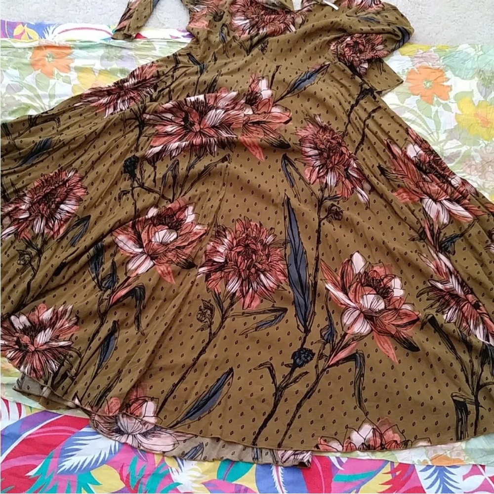 Free People Floral Boho Maxi Dress Size L - Picture 3 of 5